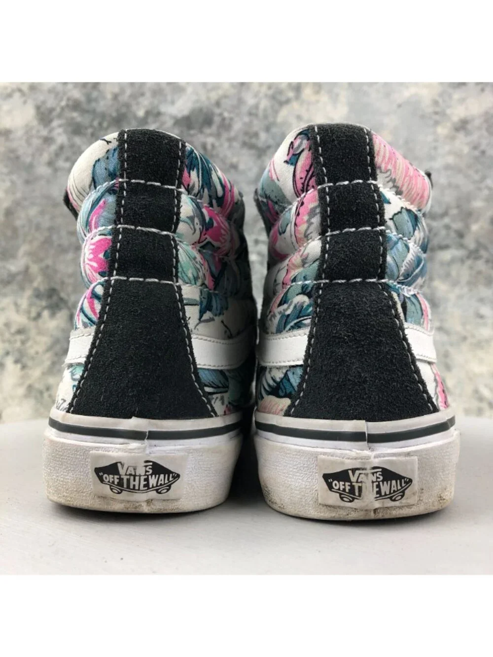 Vans Unisex Size 5.5M 7W Sk8-Hi Slim Island Vibes Grey White Blue Pink Sneakers